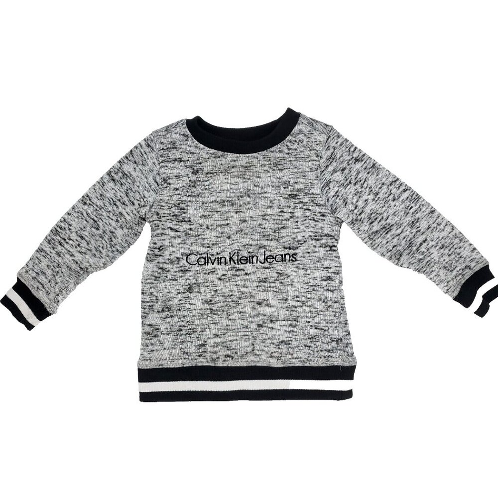 Calvin Klein Jeans Sweater Toddler Boys 4T Gray Heathered Embossed Logo Spellout